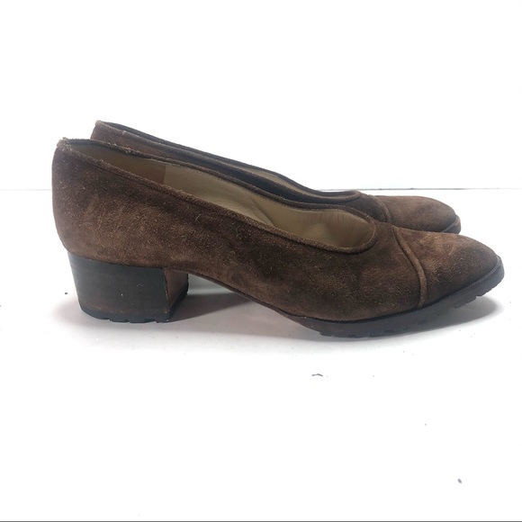 Vintage Chanel brown suede heels size 38.5 - Picture 1 of 5